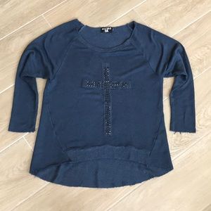God Save LA Steel Blue Waffle Weave Long Sleeve T-Shirt XL
